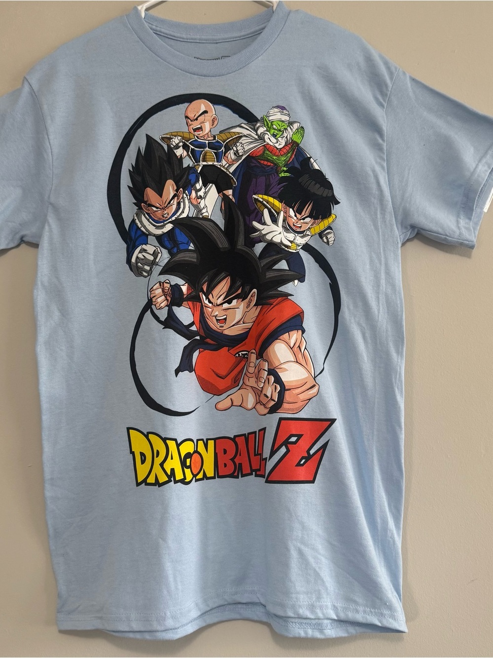Dragon Ball Z Anime Graphic Tee Light Blue Men’s Short Sleeve Shirt Size M